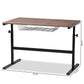 Anisa Height Adjustable Desk Modern Industrial Design with Walnut Finished Wood and Black Metal Frame