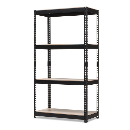 Cody Black Metal 4-Shelf Storage Rack - Versatile Shelving Unit for Home, Office, or Garage Organization