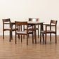 Helene Dining Set Mid-Century Modern 5-Piece Warm Grey Fabric Dark Brown Finished Wood