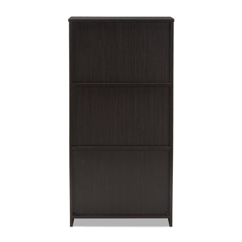 Carlingford Bookcase Modern Espresso Brown Finished Wood 2-Drawer Storage Solution for Home or Office