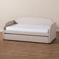 Ally Sofa Daybed - Modern and Contemporary Beige Fabric Upholstered with Roll Out Trundle Guest Bed