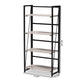 Lakota 4-Tier Display Shelf in Light Grey Wood and Black Metal - Modern Industrial Storage Unit for Home or Office Decor