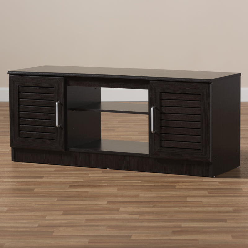 Gianna TV Stand Modern Contemporary Wenge Brown Finished Entertainment Center with Storage Solutions