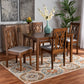 Cherese Dining Set Modern Contemporary Grey Fabric Upholstered Espresso Brown Finished 5-Piece Wood