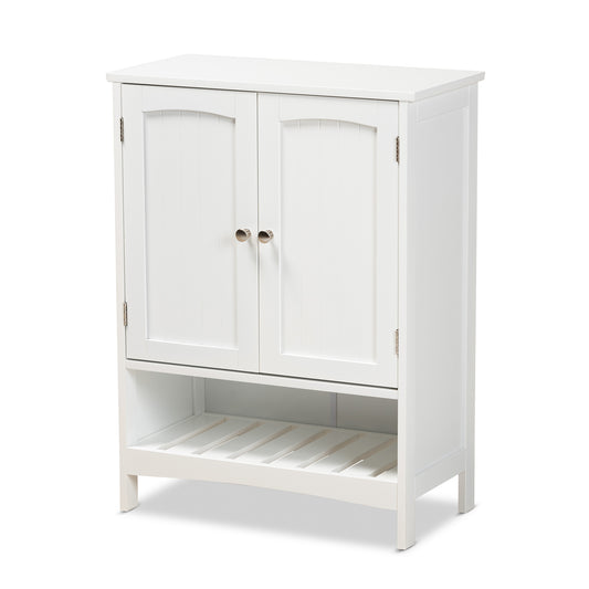 Jaela Bathroom Storage Cabinet Modern White Finished Wood 2-Door Organizer for Stylish Home Décor and Efficient Space Management