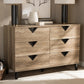 Wales Modern 6-Drawer Dresser in Light Brown Wood with Sleek Design and Ample Storage