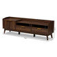 Lena Mid-Century Modern TV Stand Walnut Brown Finished 2-Drawer Wood Entertainment Center for Living Room