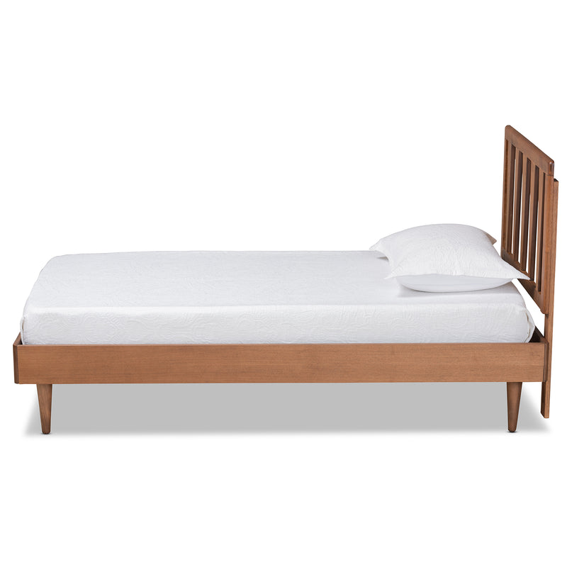 Kuro Twin Size Platform Bed Modern Walnut Brown Finished Wood Design for Stylish Bedrooms