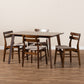 Eleri Dining Set Mid-Century Modern Transitional Light Beige Fabric Upholstered Walnut Brown Finished Wood 5-Piece