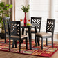 Ellie Dining Set Modern 5-Piece Collection in Beige Fabric and Dark Brown Finished Wood for Chic Dining Rooms