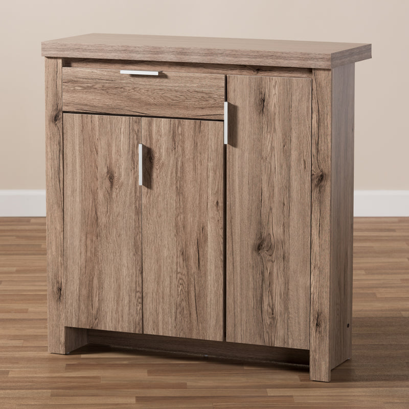 Laverne Shoe Cabinet in Modern Oak Brown Finish for Stylish Storage Solutions