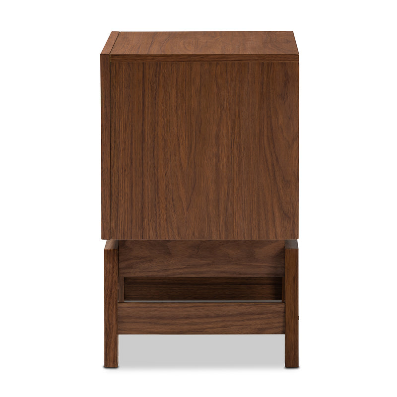 Svante Nightstand - Mid-Century Modern Walnut Brown and Dark Gray Wood with 1 Drawer for Bedroom Storage