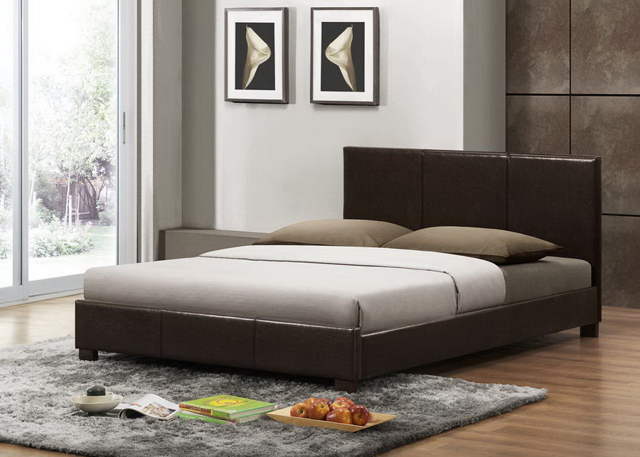 Pless Dark Brown Queen Size Modern Bed with Contemporary Design and Sturdy Frame