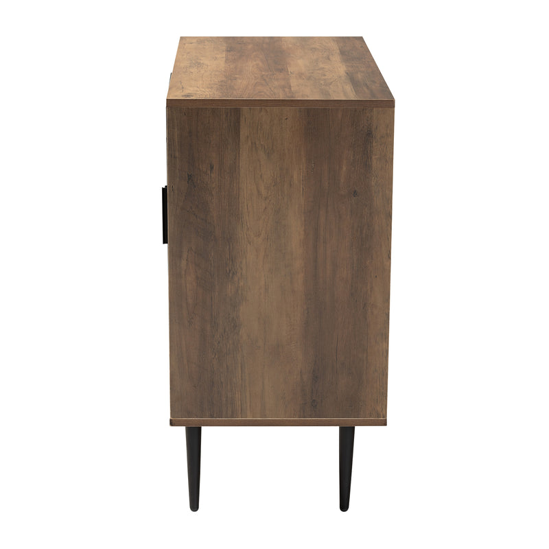 Carter Sideboard Mid-Century Modern Industrial Design Walnut Brown Wood Black Metal 2-Door Storage Cabinet