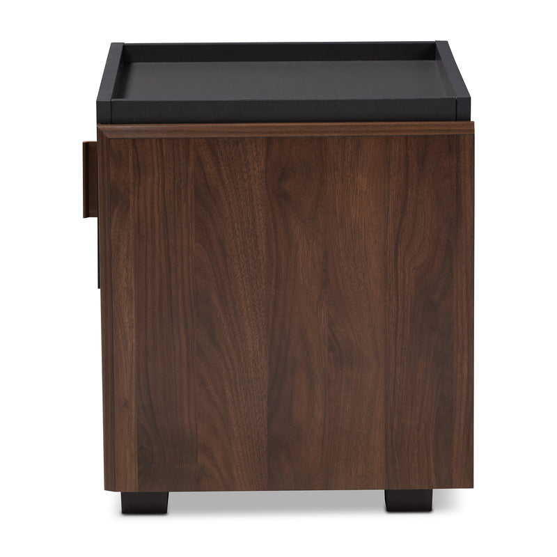 Rikke Nightstand - Modern Two-Tone Gray and Walnut Wood with 1 Drawer for Stylish Bedroom Storage