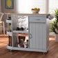 Donnie Kitchen Storage Cart - Two-Tone Light Grey and Natural Finished Wood