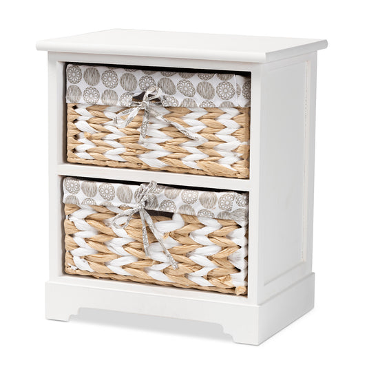 Rianne Storage Unit Modern White Finished Wood with 2 Baskets for Organized Living and Stylish Home Décor