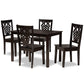 Luisa Dining Set Modern and Contemporary Transitional Dark Brown Finished Wood 5-Piece