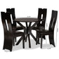 Cian Dining Set Modern 5-Piece Collection with Dark Brown Faux Leather Upholstery and Finished Wood