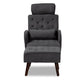 Haldis Recliner Chair and Ottoman Set Modern Contemporary Grey Velvet Fabric Upholstered Walnut Brown Finished Wood