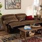 Buckley Reclining Sofa Modern Light Brown Faux Leather Upholstered 2-Seater Couch for Stylish Living Rooms