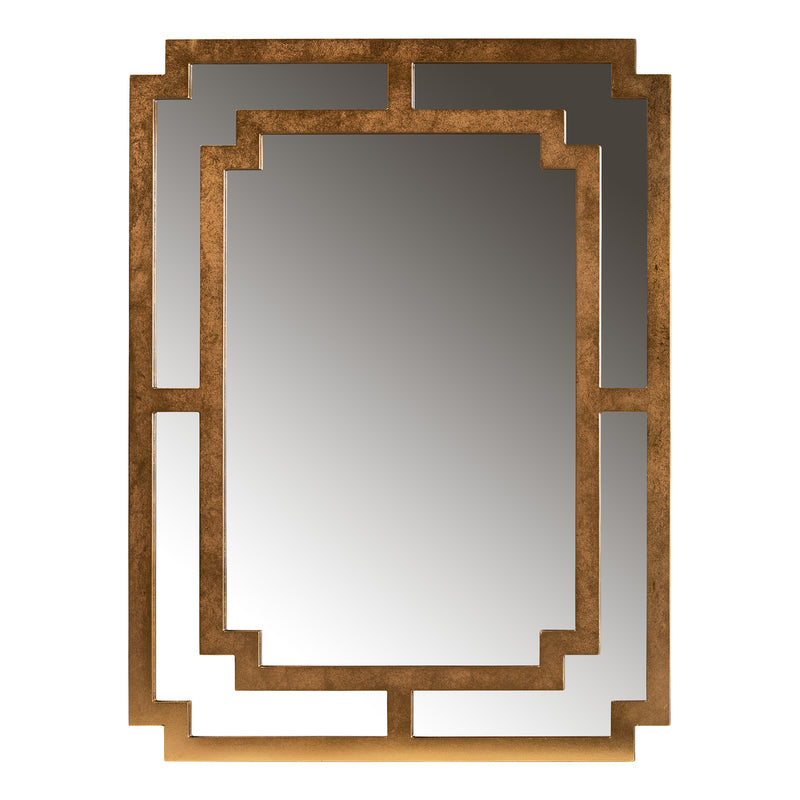 Dayana Accent Wall Mirror Modern Contemporary Design Antique Gold Finished Wood Frame