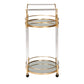 Nakano Wine Cart - Glam 2-Tier Gold Metal and Mirrored Glass Serving Cart