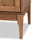 Ramiel Mid-Century Modern 4-Drawer Chest in Ash Walnut with Rattan Accents - Stylish Storage for Bedroom or Living Room