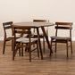 Eiko Dining Set Mid-Century Modern Transitional Light Beige Fabric Upholstered Walnut Brown Finished Wood 5-Piece