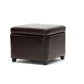 Dark Brown Faux Leather Storage Cube Ottoman - Stylish Footrest and Versatile Organizer for Home Decor and Living Room