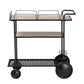 Huntley Mobile Wine Cart Modern Industrial Design with Walnut Brown Wood and Black Metal Frame