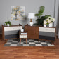 Halden Mid-Century Modern 3-Piece Storage Set in Multicolor Walnut Brown and Grey Wood Finish