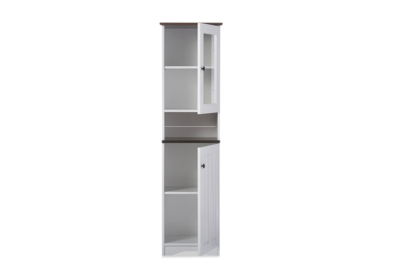 Lauren Buffet and Hutch Kitchen Cabinet in Two-tone White and Dark Brown