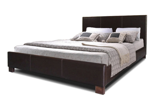 Pless Dark Brown Queen Size Modern Bed with Contemporary Design and Sturdy Frame