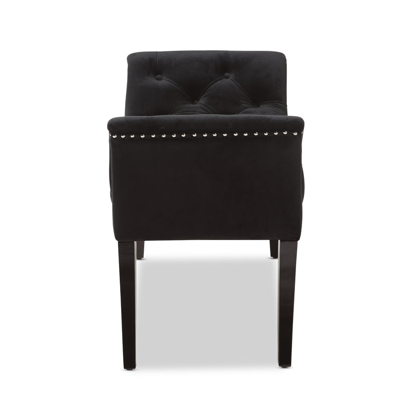 Chandelle Bench Luxe and Contemporary Black Velvet Upholstered