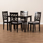 Caron Dining Set Modern and Contemporary Gray Fabric Upholstered Espresso Brown Finished Wood 5-Piece