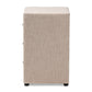 Tessa Nightstand - Modern and Contemporary Beige Fabric Upholstered 3-Drawer