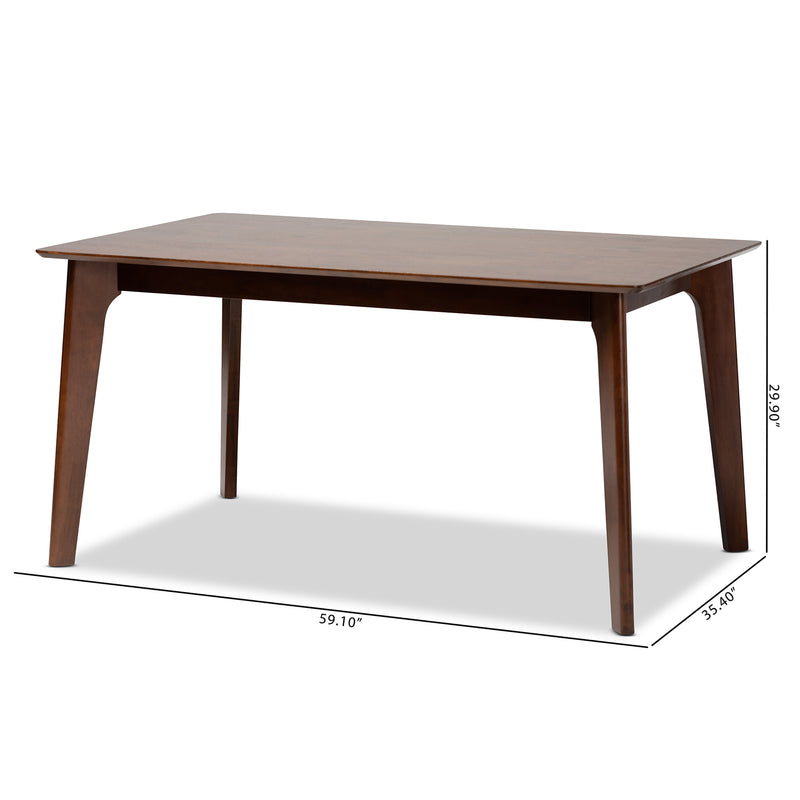 Seneca Dining Table Modern 59-Inch Dark Brown Finished Wood Design for Stylish Dining Spaces