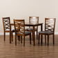 Mirna 5-Piece Dining Set - Modern Grey Fabric Chairs with Walnut Brown Finished Wood Table