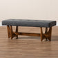 Theo Bench Mid-Century Modern Dark Grey Fabric Upholstered Walnut Finished