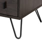 Glover Modern Nightstand Dark Brown Wood with Black Metal Accents Featuring 2 Drawers for Stylish Bedroom Storage