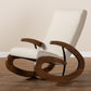 Kaira Rocking Chair Modern and Contemporary Light Beige Fabric Upholstered Walnut-Finished Wood