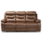 Beasley Reclining Sofa - Modern 3-Seater in Distressed Brown Faux Leather for Stylish Comfort and Relaxation