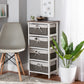 Terena Storage Unit - Modern Two-Tone Walnut Brown and White Wood with 4 Baskets for Organized Living and Stylish Décor