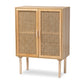 Maclean Mid-Century Modern Storage Cabinet - Rattan and Natural Brown Wood, 2-Door Design for Stylish Organization and Décor