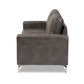 Rayan Loveseat Modern Grey Faux Leather Upholstered with Silver Finished Metal Frame for Stylish Living Room Seating