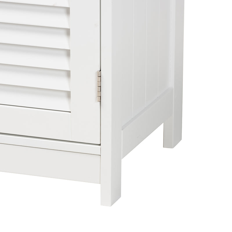 Rivera Bathroom Storage Cabinet - Modern White Wood and Silver Metal Design with 2 Doors for Stylish Organization