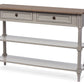 Edouard Console Table French Provincial Style White Wash Distressed Wood Grey Two-Tone 2-Drawer Design for Elegant Home Decor