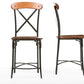 Broxburn Bar Stool Set of 2 Light Brown Wood and Metal Design for Modern Home or Kitchen