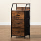 Jacop Modern Industrial 3-Drawer Storage Cabinet in Walnut Brown Wood and Black Metal for Stylish Organization